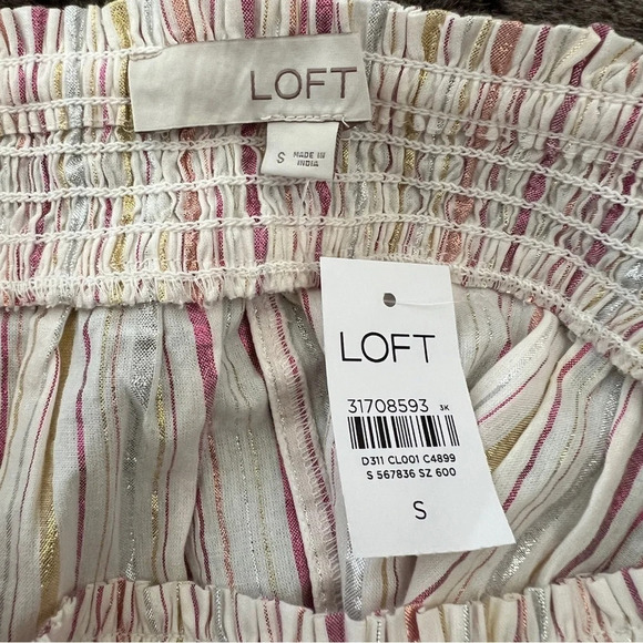 Ann Taylor LOFT NWT metallic striped loose fit smocked tank top Size S - Picture 7 of 9